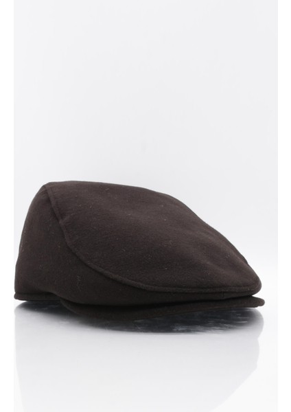 Erkek Şapka Kahve Kışlık Trend Flat Cap Yün Kasket