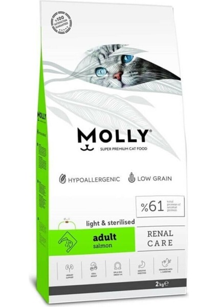 Molly düşük Tahıllı Hipoalerjenik Sterilised Light Somonlu Kısırlaştırılmış Kedi Maması 2 kg