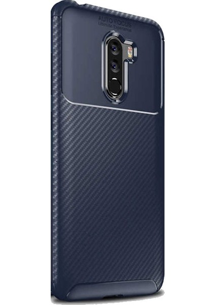 Oppo RX17 Pro Kılıf Negro Karbon Dizayn Silikon+Nano Glass Lacivert