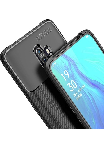 Oppo Reno 2 Kılıf Negro Karbon Dizayn Silikon Siyah