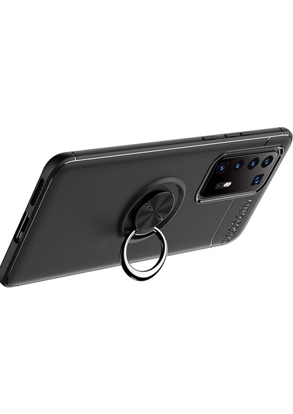 Huawei P40 Pro Kılıf Ravel Yüzüklü Mıknatıslı+Full Ekran Koruyucu Bronz