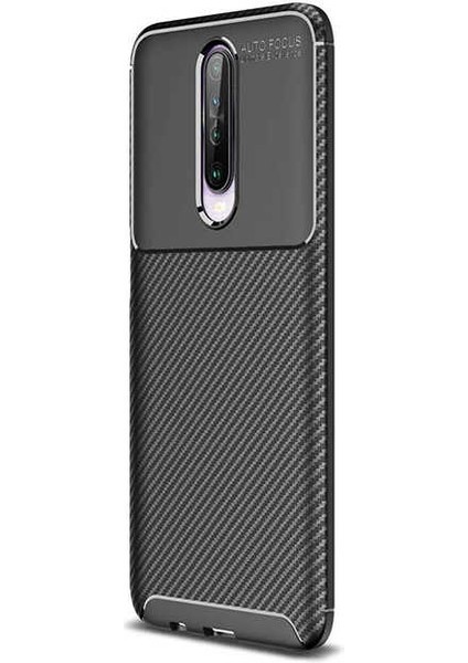 Xiaomi Poco X2 Kılıf Negro Karbon Dizayn Silikon+Nano Glass Siyah