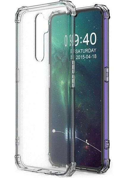 Oppo A5 2020 Kılıf Antishock Ultra Koruma Sert Kapak+Nano Glass Şeffaf