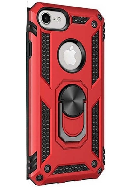 Apple iPhone 7 Kılıf Vega Standlı Yüzüklü Mıknatıslı Kırmızı