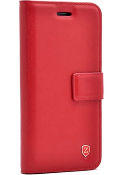 Samsung Galaxy A20 Kılıf Delüx Cüzdan Kartvizitli+Nano Glass Kırmızı