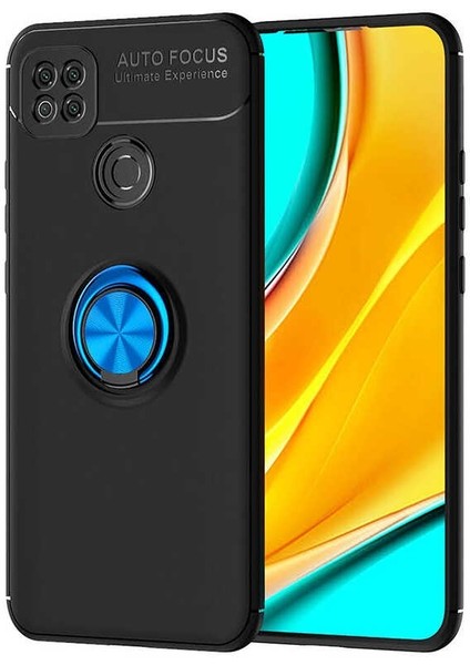 Xiaomi Redmi 9c Kılıf Ravel Silikon Yüzüklü Mıknatıslı Mavi