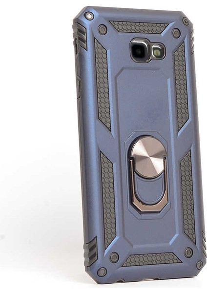 Samsung Galaxy J4 Plus Kılıf Vega Standlı Yüzüklü Mıknatıslı Lacivert