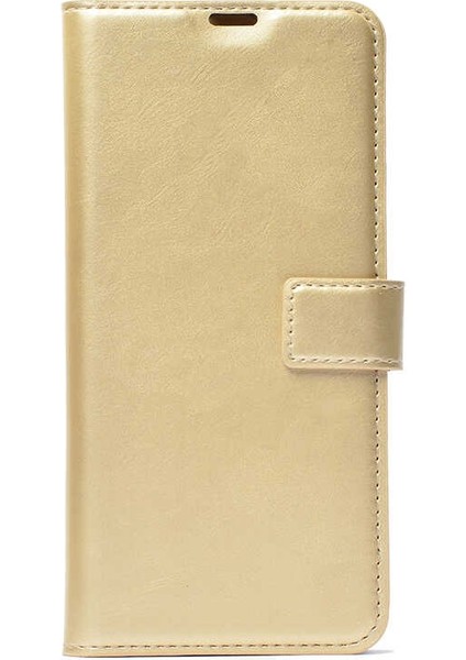General Mobile Gm 10 Kılıf Local Cüzdan Standlı Kartvizitli Gold