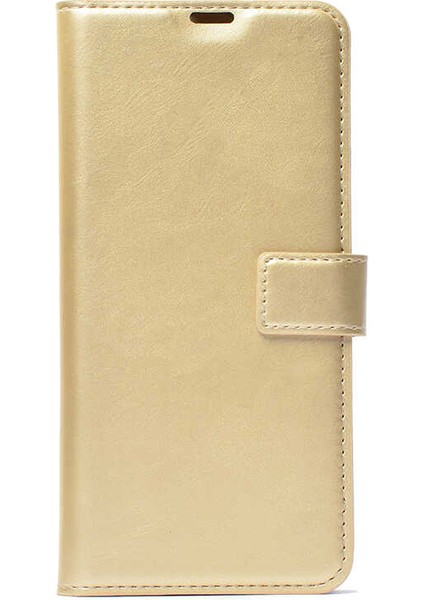 Oppo A15S Kılıf Local Cüzdan Standlı Kartvizitli Gold