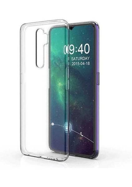 Oppo A5 2020 Kılıf Süper Silikon Yumuşak Arka Koruma+Nano Glass Şeffaf