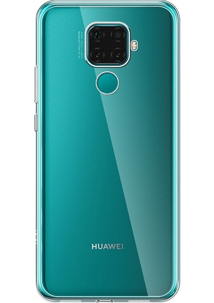 Huawei Mate 30 Lite Kılıf Süper Silikon Yumuşak Arka Koruma+Nano Glass Şeffaf