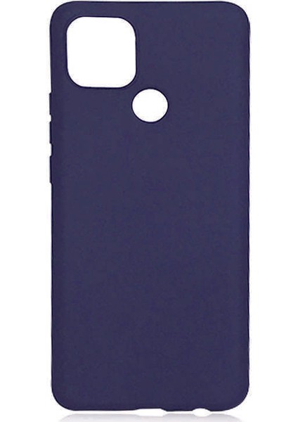 Oppo A15S Kılıf Mat Soft Premier Silikon+Nano Glass Lacivert