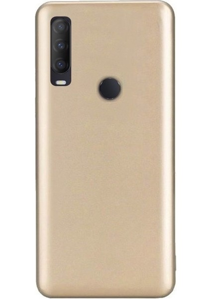 Alcatel 1s 2020 Kılıf Premier Silikon Esnek Koruma+Nano Glass Gold