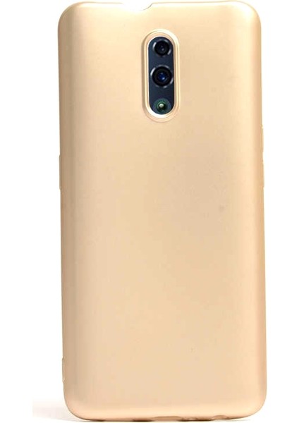 Oppo Reno Kılıf Premier Silikon Esnek Koruma+Nano Glass Gold