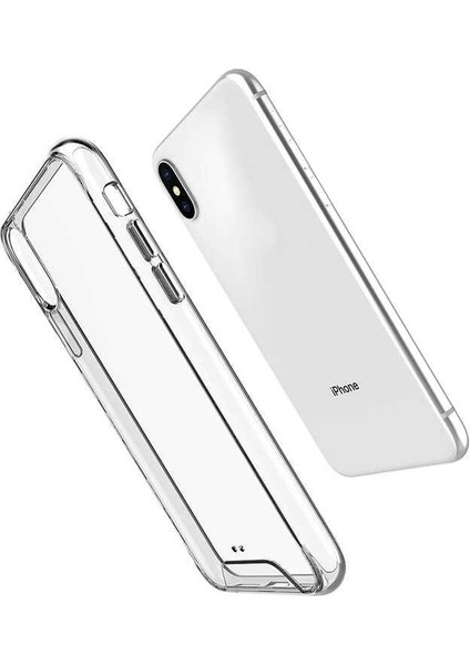 Apple iPhone x Kılıf Gard Nitro Şeffaf Sert Silikon+Nano Glass Şeffaf