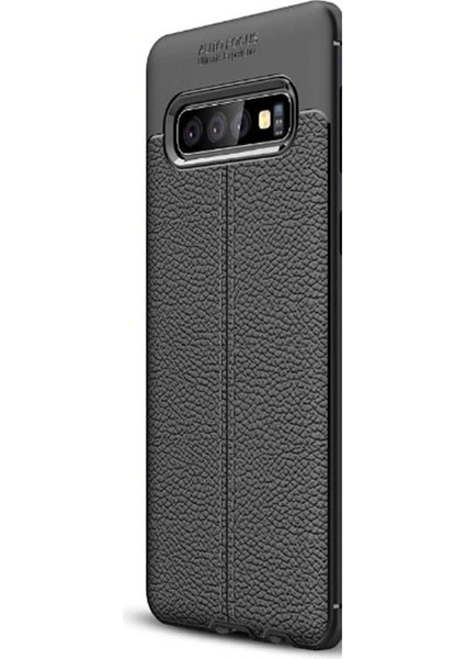 Samsung Galaxy S10 Plus Kılıf Niss Silikon Deri Görünümlü Siyah