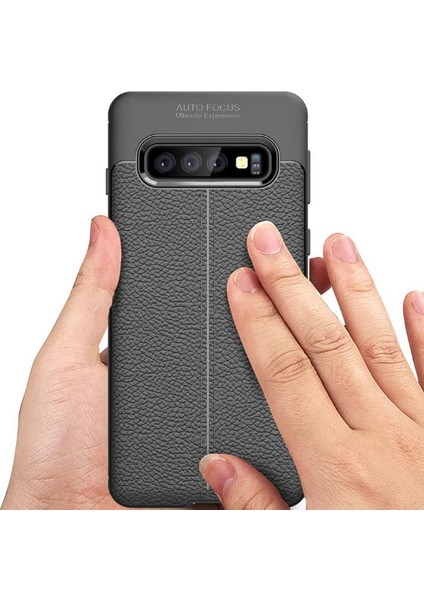 Samsung Galaxy S10 Plus Kılıf Niss Silikon Deri Görünümlü Siyah