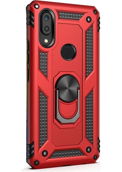 Huawei Y6S 2019 Kılıf Vega Standlı Yüzüklü Mıknatıslı Silikon Kırmızı