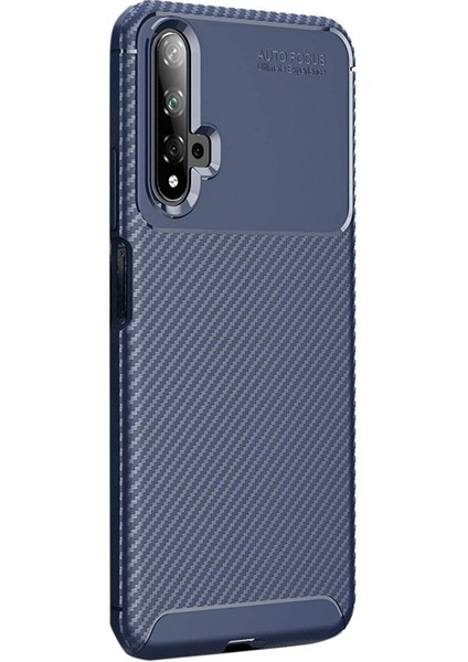 Huawei Nova 5t Kılıf Negro Karbon Dizayn Silikon Lacivert
