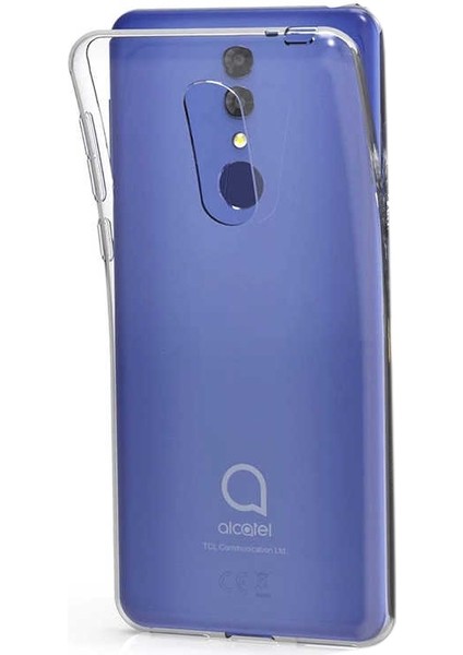 Alcatel 3 2019 Kılıf Süper Silikon Yumuşak Koruma+Nano Glass Şeffaf