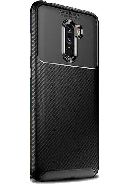 Oppo RX17 Pro Kılıf Negro Karbon Dizayn Silikon+Nano Glass Siyah