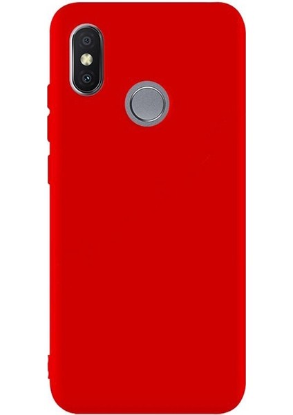 Xiaomi Redmi Note 6 Pro Kılıf Premier Lüx Silikon+Nano Glass Kırmızı