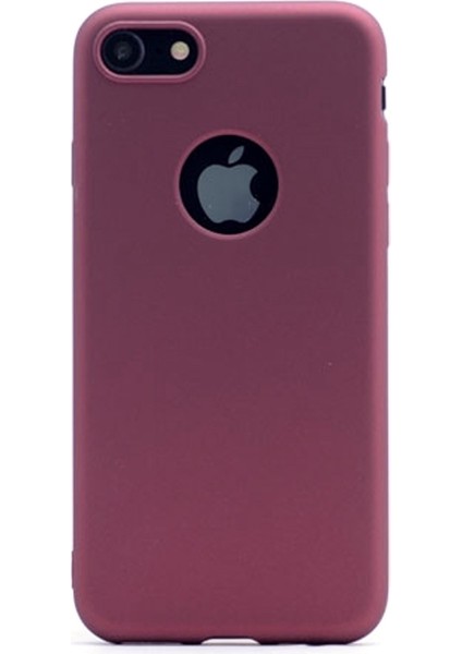 Apple iPhone 8 Kılıf Premier Silikon Kılıf+Nano Glass Koruyucu Mürdüm