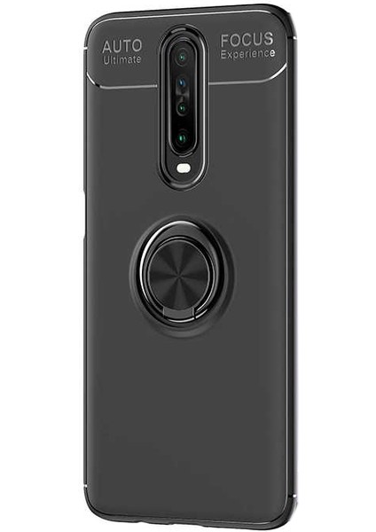 Xiaomi Poco X2 Kılıf Ravel Silikon Yüzüklü Mıknatıslı+Nano Glass Siyah