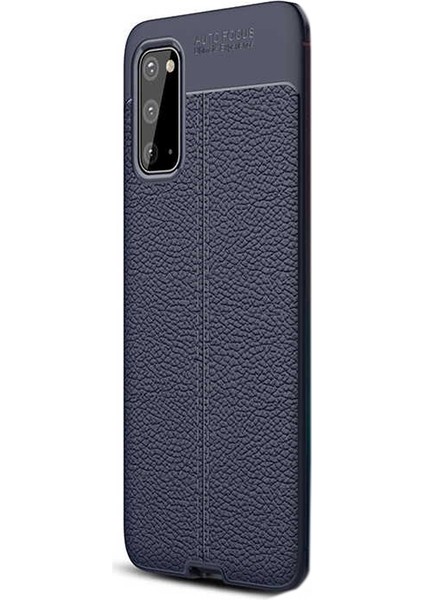 Samsung Galaxy S20 Kılıf Niss Silikon Deri Görünümlü Lacivert