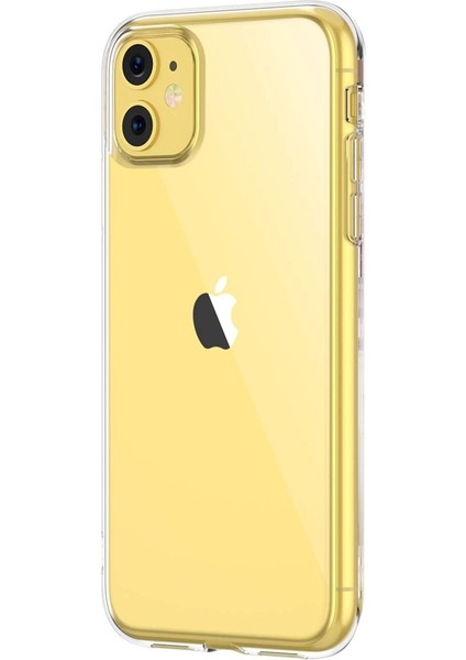 Apple iPhone 11 Kılıf Süper Silikon Yumuşak Arka Koruma+Nano Glass Şeffaf