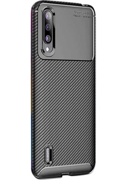 Xiaomi Mi 9 Lite Kılıf Negro Karbon Dizayn Silikon+Nano Glass Siyah