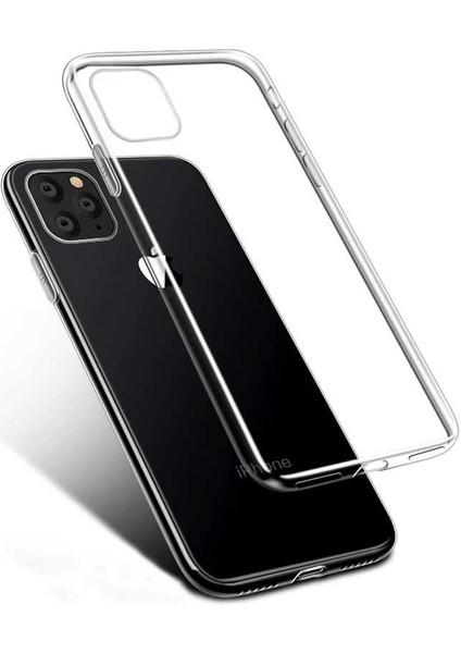 Apple iPhone 11 Pro Max Kılıf Süper Silikon Yumuşak Arka Koruma+Nano Glass Şeffaf