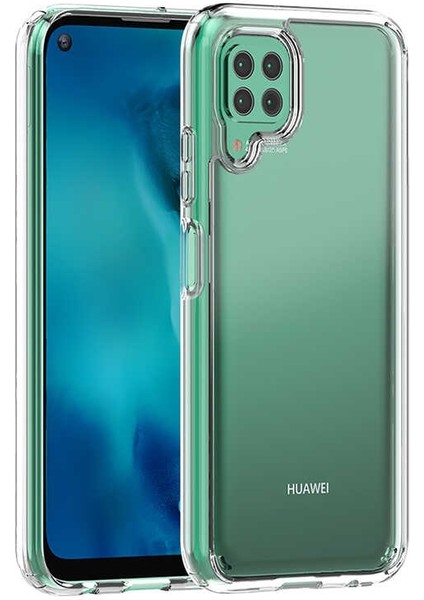 Huawei P40 Lite Kılıf Coss Şeffaf Sert Kapak+Nano Glass Şeffaf