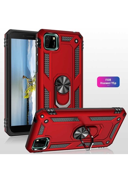 Huawei Y5P Kılıf Tank Koruma Vega Standlı Yüzüklü Mıknatıslı+Nano Glass Bronz fırsatları
