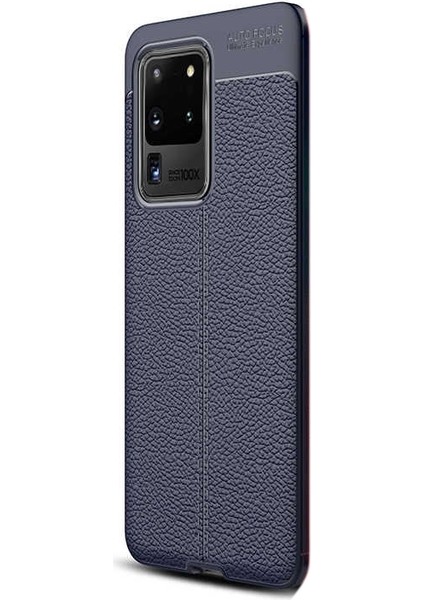 Samsung Galaxy S20 Ultra Kılıf Niss Silikon Deri Görünümlü Lacivert