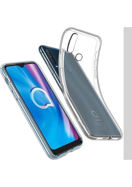 Alcatel 1s 2020 Kılıf Süper Silikon Arka Koruma+Nano Glass Renksiz