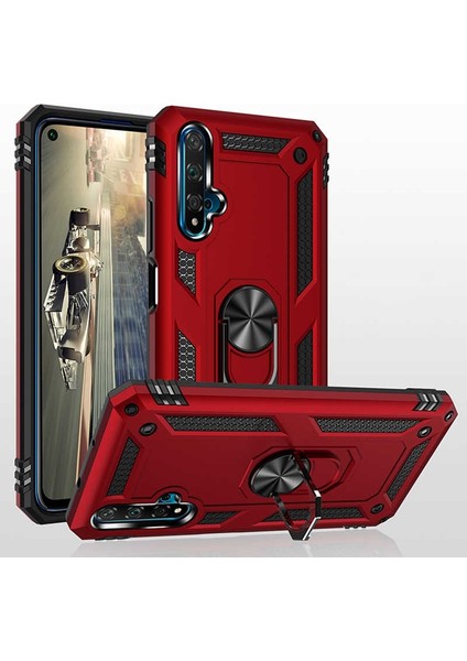 Huawei Nova 5t Kılıf Vega Standlı Yüzüklü Mıknatıslı Silikon Gümüş modelleri