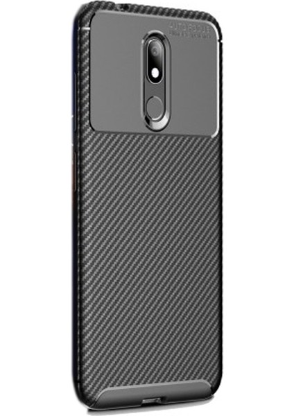Nokia 3.2 Kılıf Negro Karbon Dizayn Silikon+Nano Glass Siyah