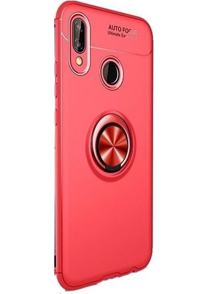 Huawei Y7 2019 Kılıf Ravel Yüzüklü Mıknatıslı Silikon Kırmızı