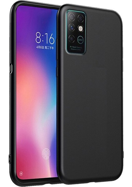 Infinix Note 8 Kılıf Mat Soft Premier Silikon+Nano Glass Siyah