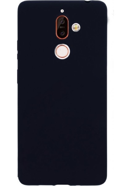 Nokia 7 Plus Kılıfları Kılıf Premier Silikon Koruma+Nano Glass Siyah