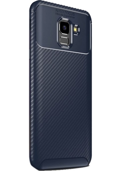 Samsung Galaxy J6 Kılıf Negro Karbon Dizayn Silikon + Nano Lacivert