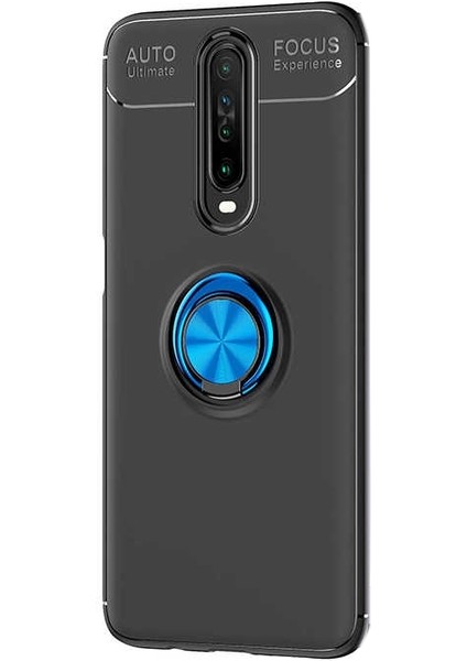 Xiaomi Poco X2 Kılıf Ravel Silikon Yüzüklü Mıknatıslı+Nano Glass Mavi