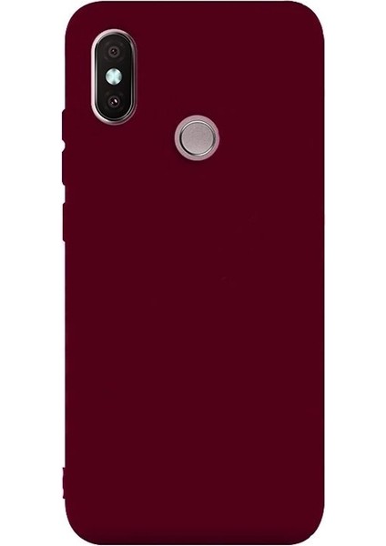 Xiaomi Redmi Note 6 Pro Kılıf Premier Lüx Silikon+Nano Glass Mürdüm