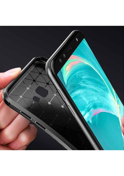 Samsung Galaxy J4 Plus Kılıf Negro Karbon Silikon+Nano Glass Siyah fırsatları