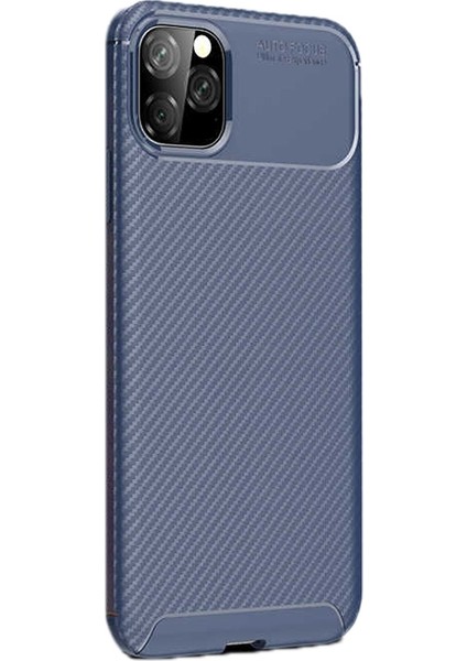 Apple iPhone 11 Pro Kılıf Negro Karbon Dizayn Silikon+Nano Glass Lacivert