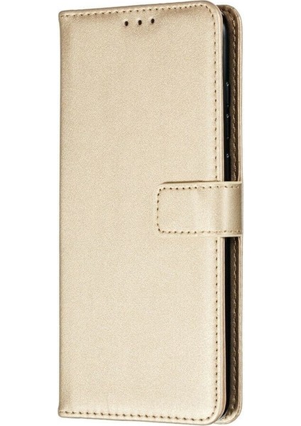 Huawei P40 Lite E Kılıf Local Cüzdan Standlı Kartvizitli Gold