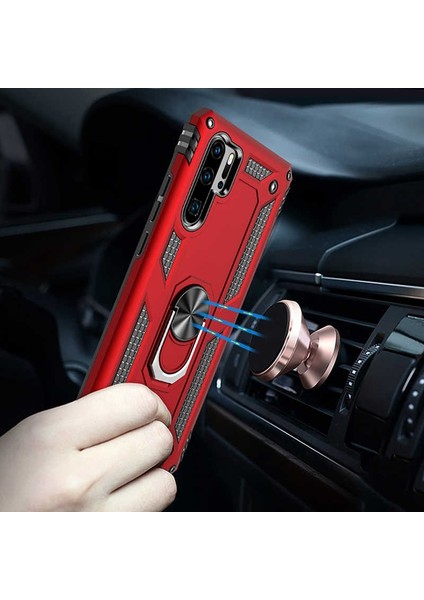 Huawei P30 Pro Kılıf Vega Standlı Yüzüklü Mıknatıslı Gümüş