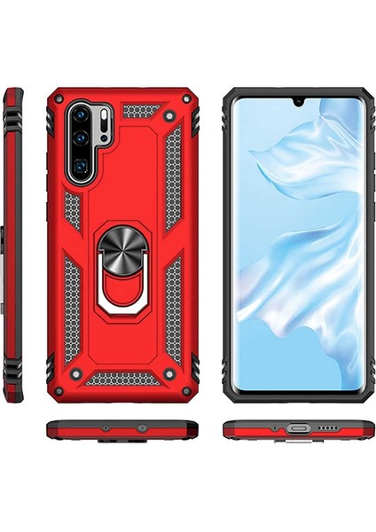 Huawei P30 Pro Kılıf Vega Standlı Yüzüklü Mıknatıslı Gümüş