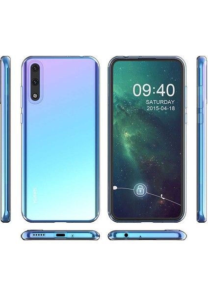 Huawei Y8P Kılıf Süper Silikon Arka Koruma+Nano Glass Renksiz